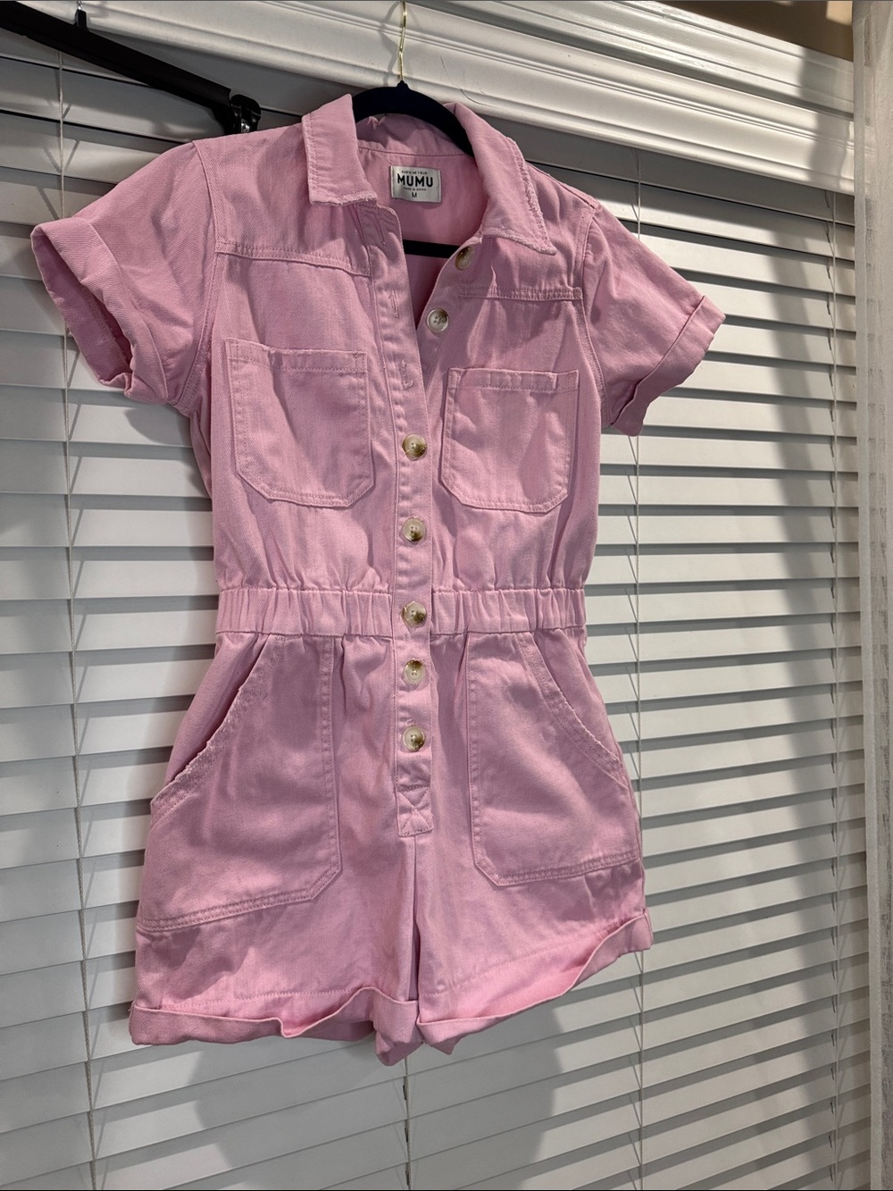 Show Me Your Mumu Soft Pink Button-Up Romper
